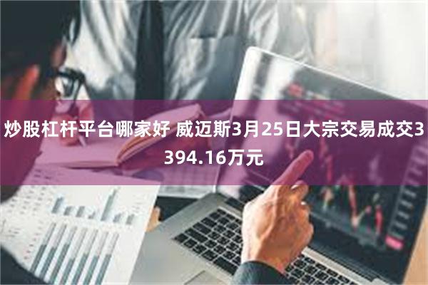 炒股杠杆平台哪家好 威迈斯3月25日大宗交易成交3394.16万元